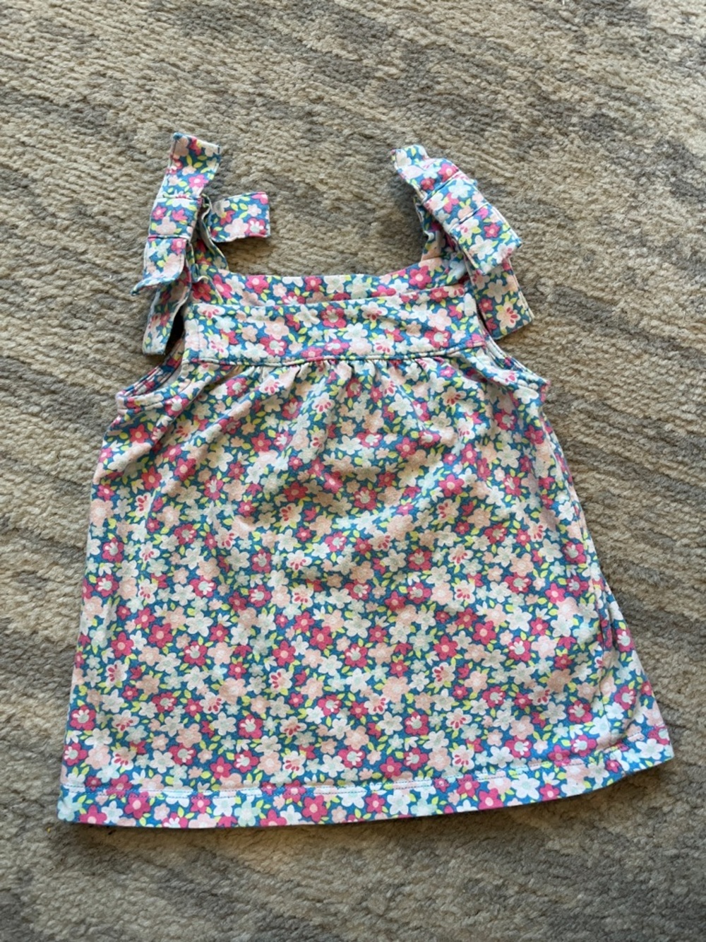 Carters Floral Tie-Shoulder Girls' Tank Top - Pink & Blue